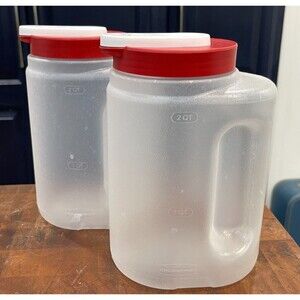 2x Rubbermaid Servin' Saver 2.75 Qt Beverage Container Jug Flip Top Lid #0459